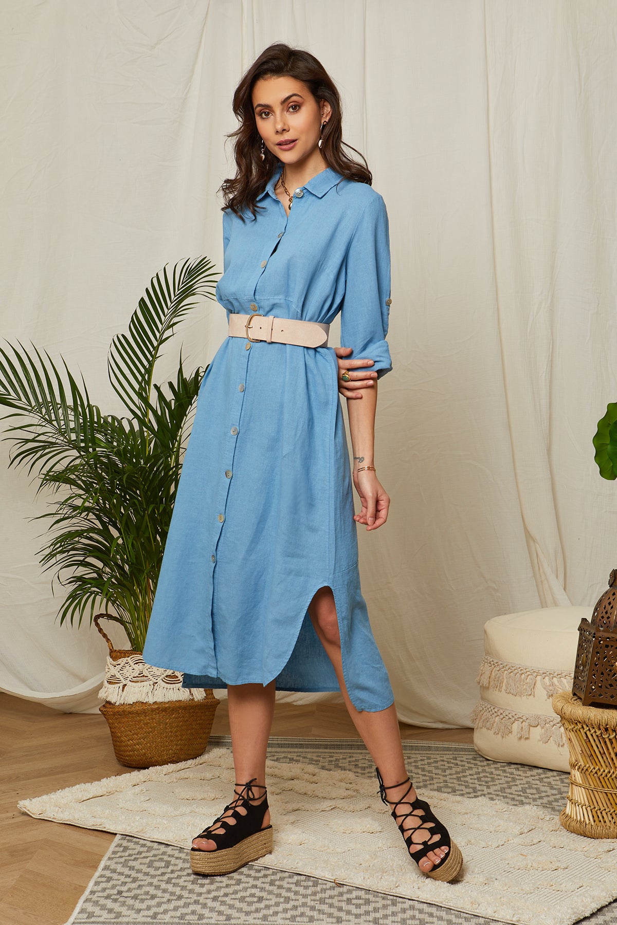 Chemise longue avec ceinture deals