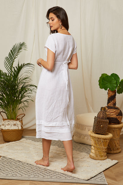 Robe en lin manches courtes 7014