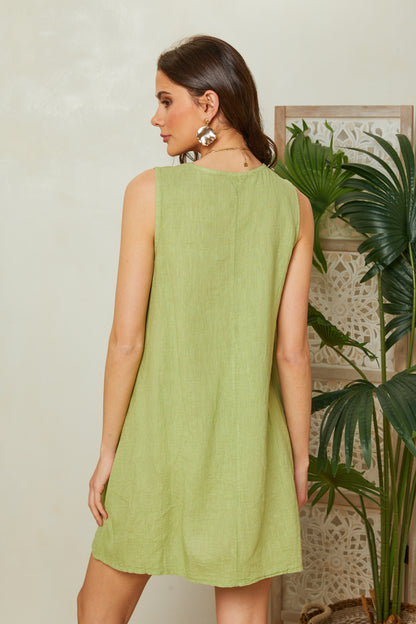 Robe courte col V sans manches