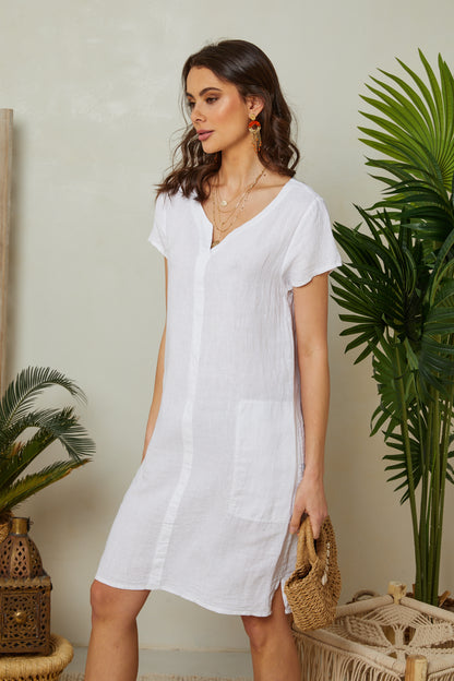 Robe à manches courtes avec poches sur les côtés