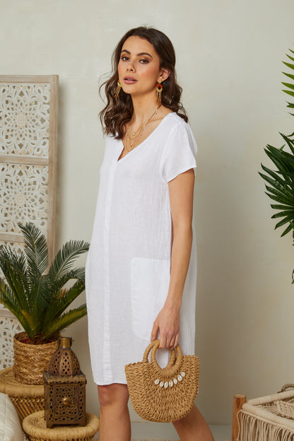 Robe à manches courtes avec poches sur les côtés