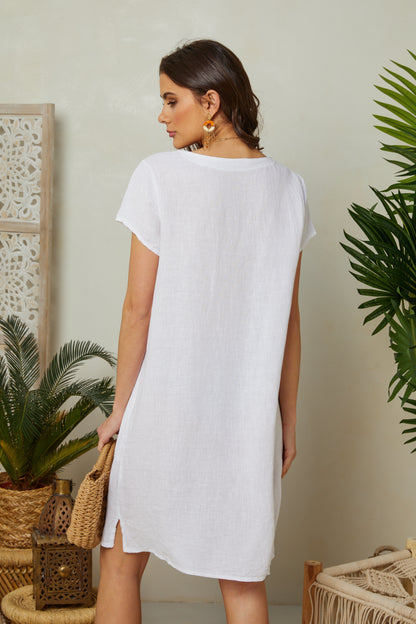 Robe à manches courtes avec poches sur les côtés