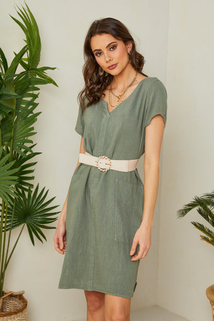 Robe à manches courtes avec poches sur les côtés