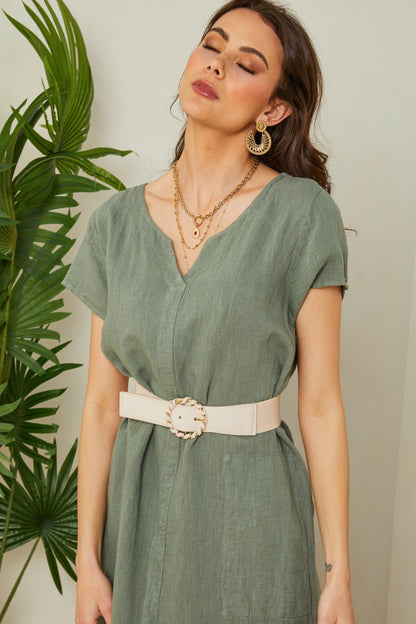 Robe à manches courtes avec poches sur les côtés