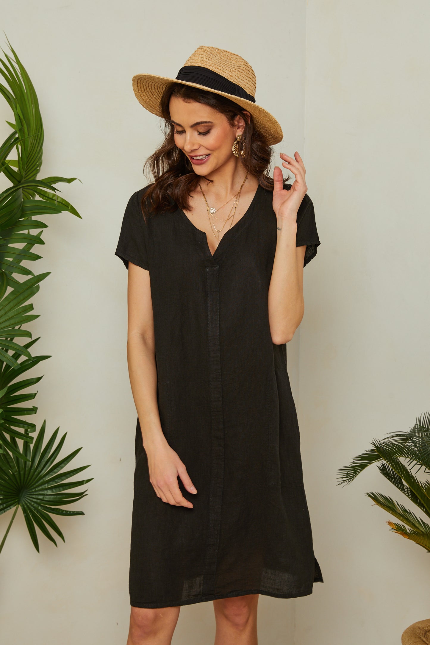 Robe à manches courtes avec poches sur les côtés