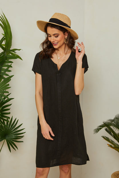 Robe à manches courtes avec poches sur les côtés