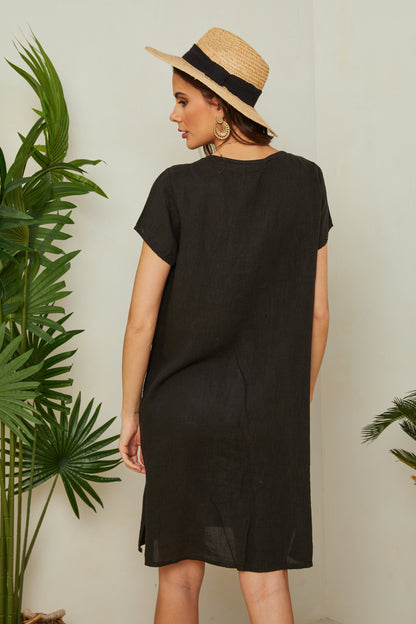 Robe à manches courtes avec poches sur les côtés