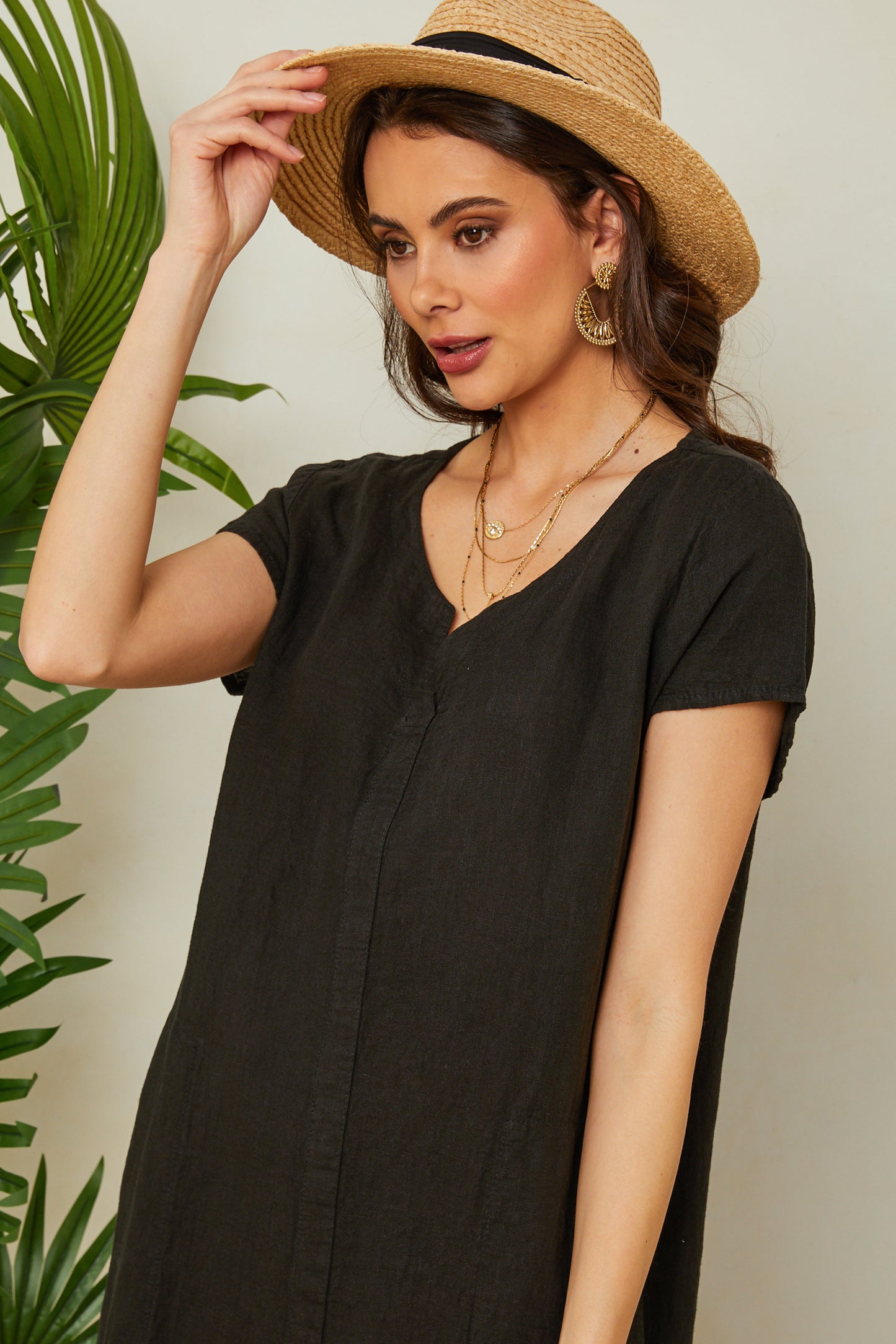 Robe à manches courtes avec poches sur les côtés