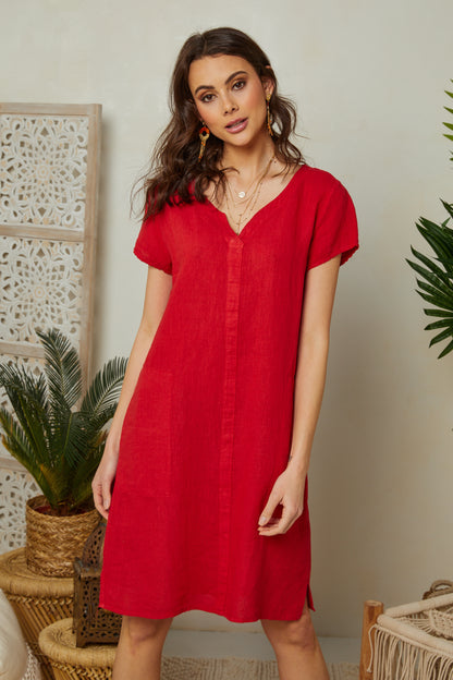 Robe à manches courtes avec poches sur les côtés