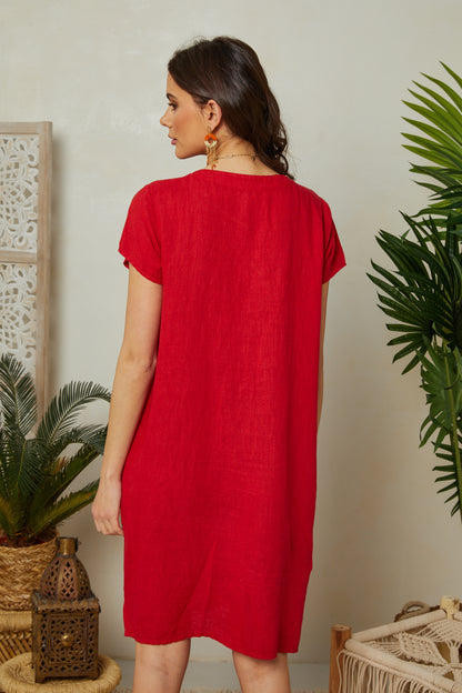 Robe à manches courtes avec poches sur les côtés