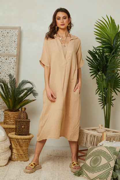 Robe longue avec col chemise