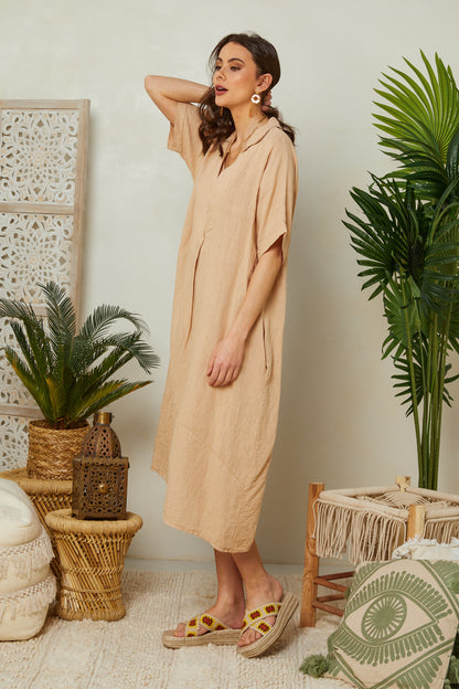 Robe longue avec col chemise