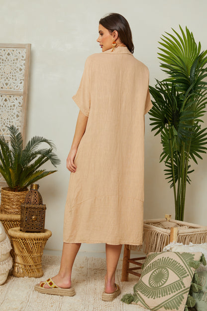Robe longue avec col chemise