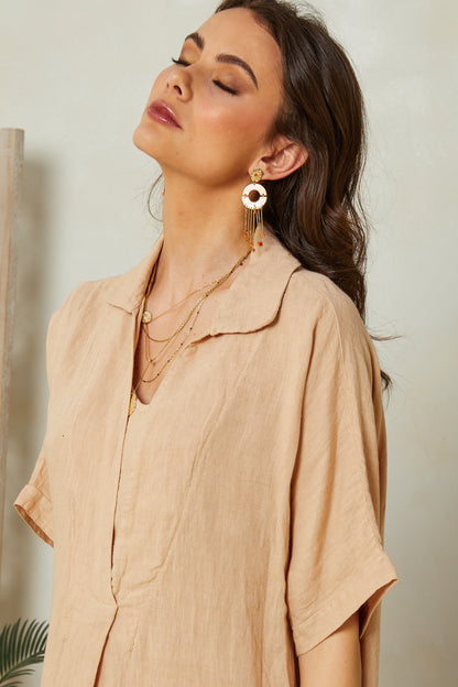 Robe longue avec col chemise