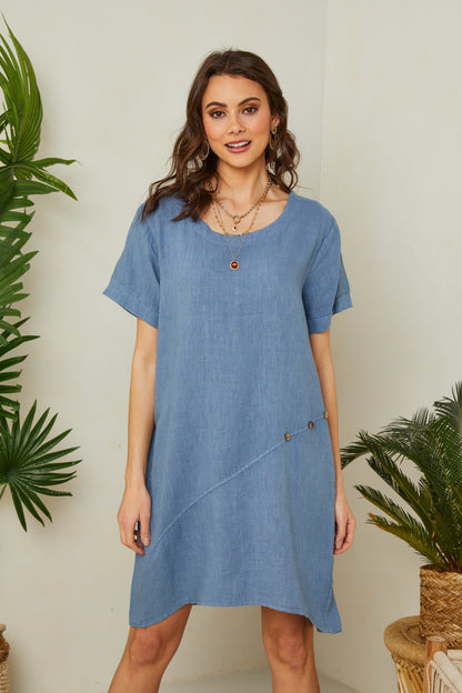 Robe col rond avec détails boutons sur le côté