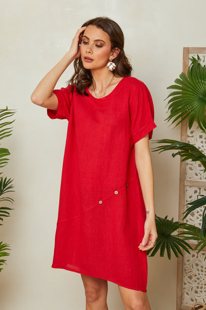Robe col rond avec détails boutons sur le côté