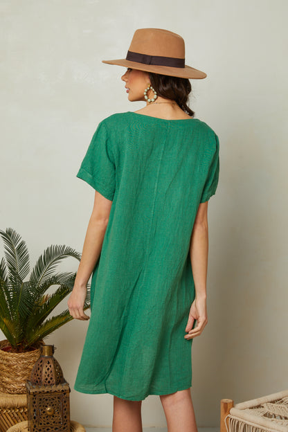 Robe col rond avec détails boutons sur le côté