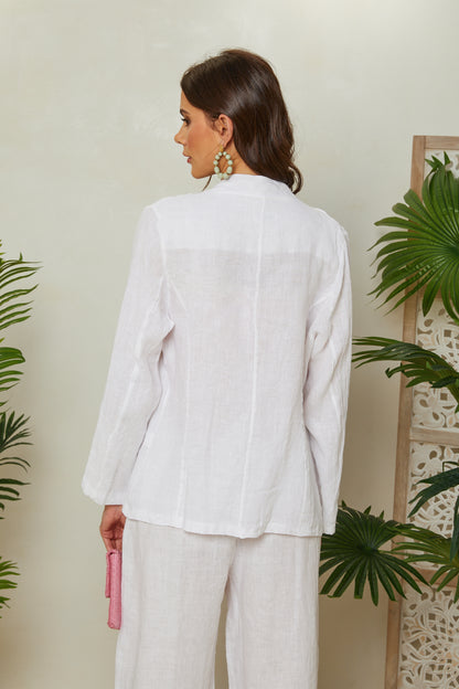 Veste en lin ouverte avec manches 3/4
