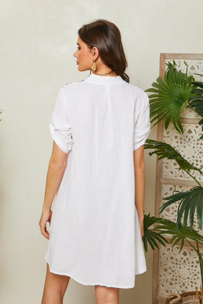 Robe courte évasée à broderie fleurie