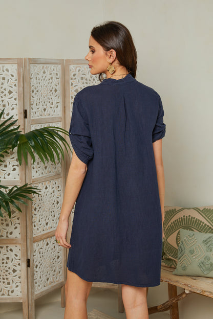 Robe courte évasée à broderie fleurie