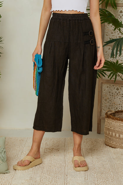 Pantalon en lin 3/4