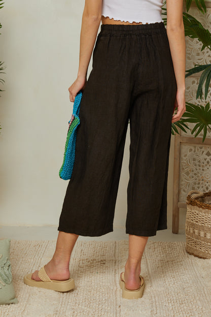 Pantalon en lin 3/4