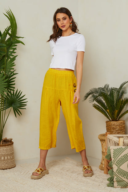 Pantalon en lin 3/4