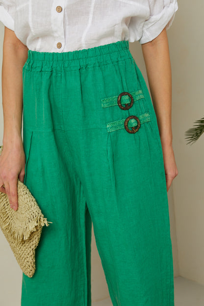 Pantalon en lin 3/4