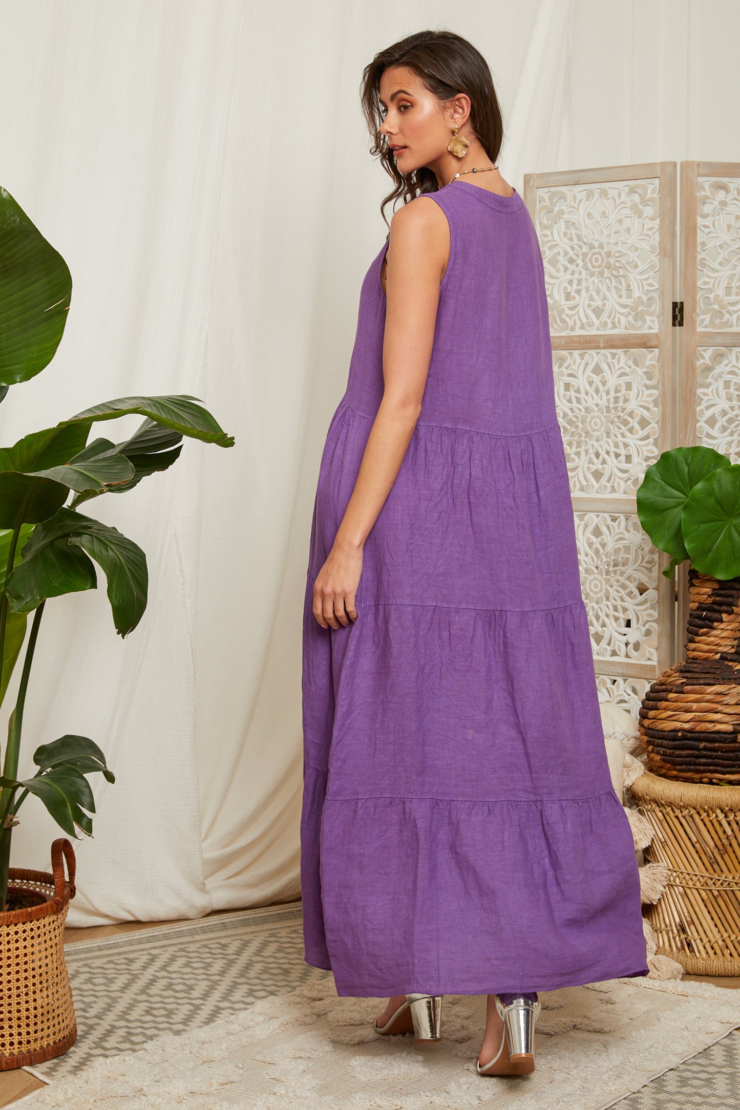Robe longue en lin sans manches 20872