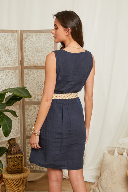 Robe courte sans manches avec poches latérales