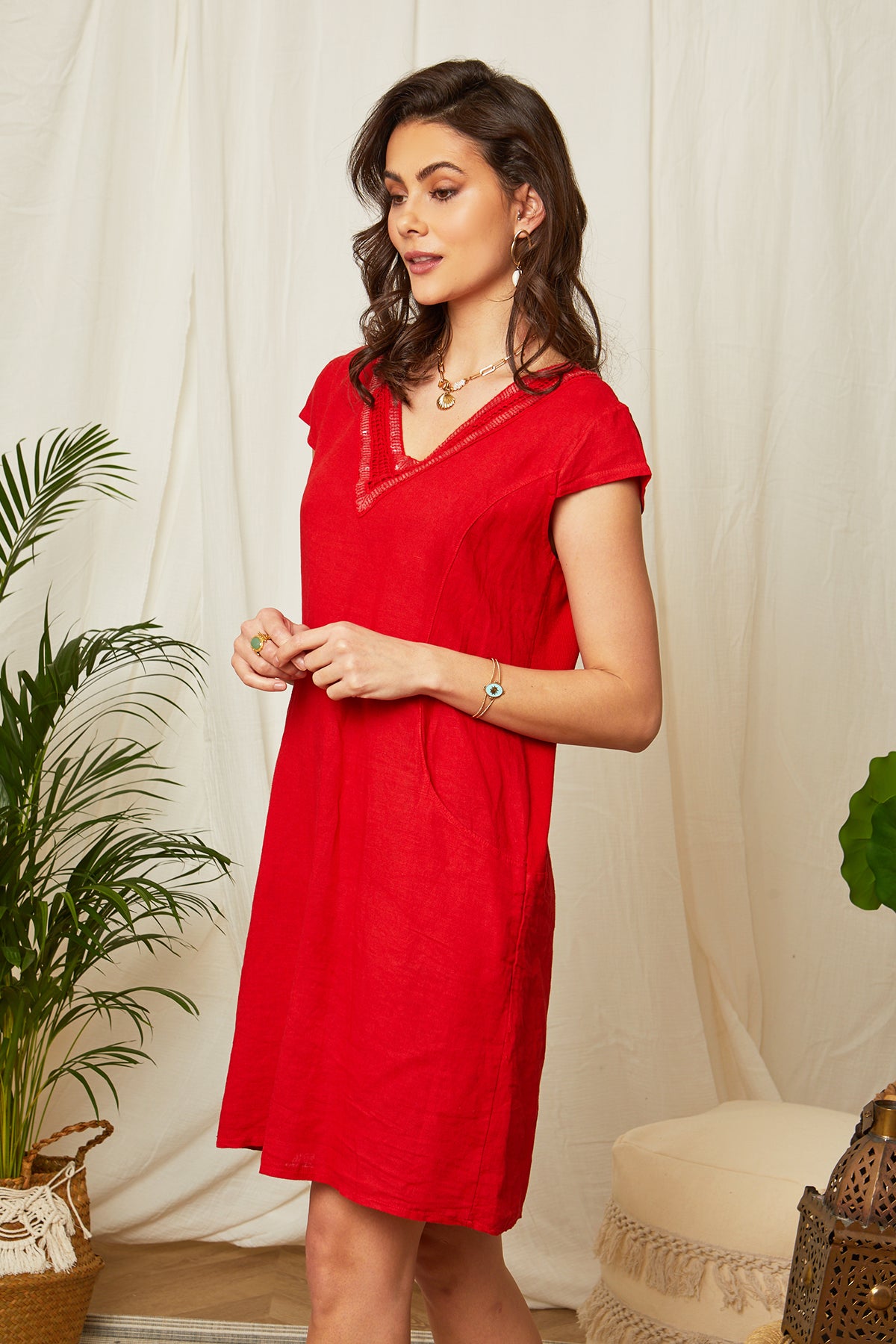 Robe en lin avec poches à l'avant 30075