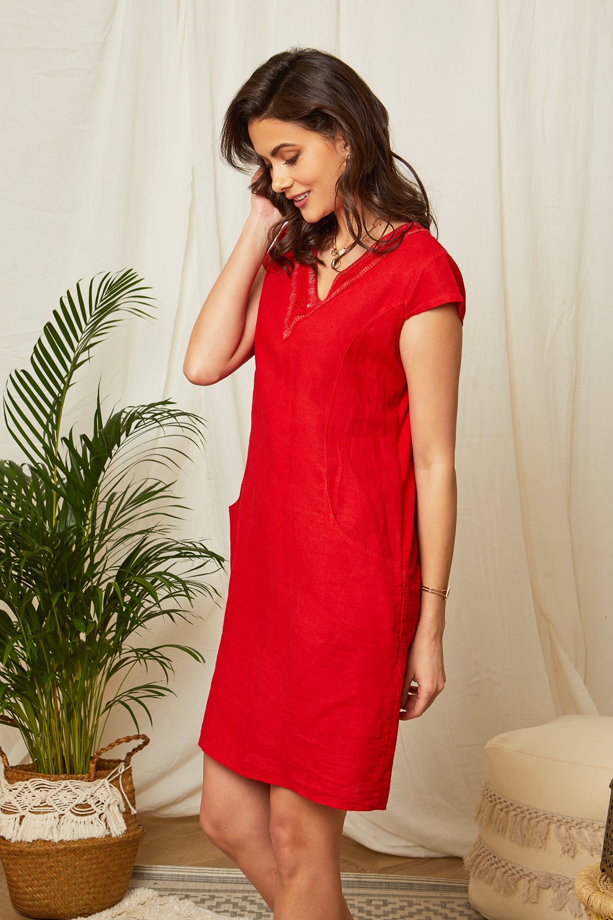 Robe en lin avec poches à l'avant 30075