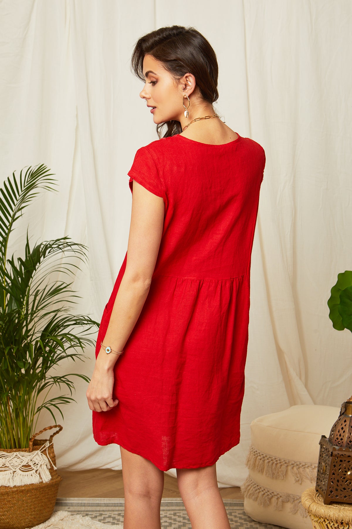 Robe en lin avec poches à l'avant 30075