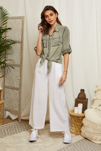 Chemise en gaze de coton délavée