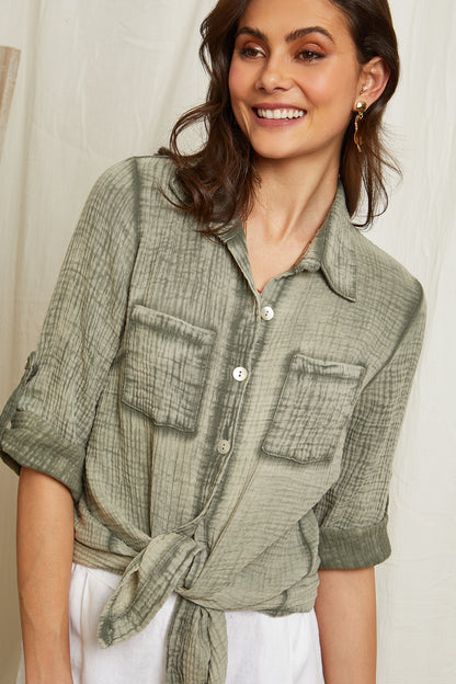 Chemise en gaze de coton délavée