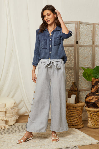 Chemise en gaze de coton délavée