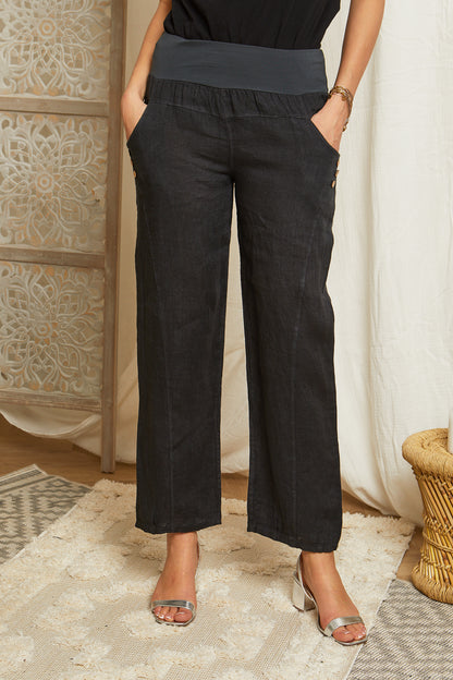 Pantalon en lin taille élastique
