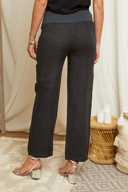 Pantalon en lin taille élastique