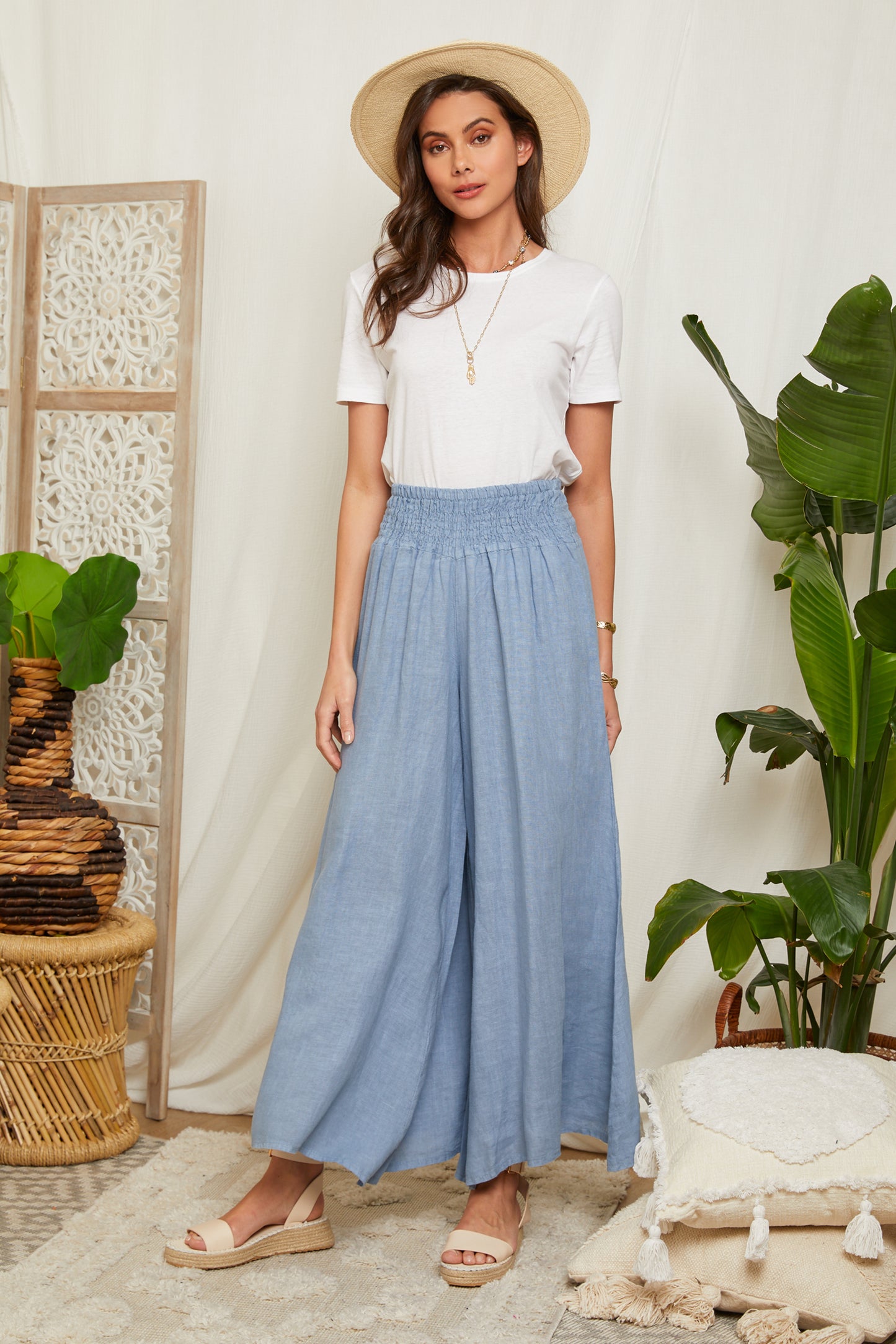 Pantalon évasé avec taille en élastique 6031