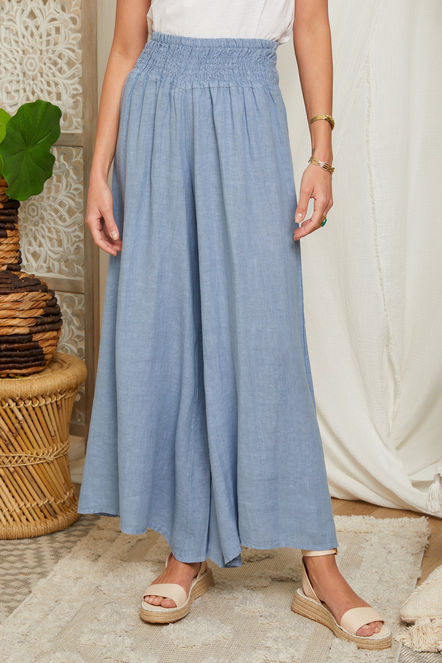 Pantalon évasé avec taille en élastique 6031