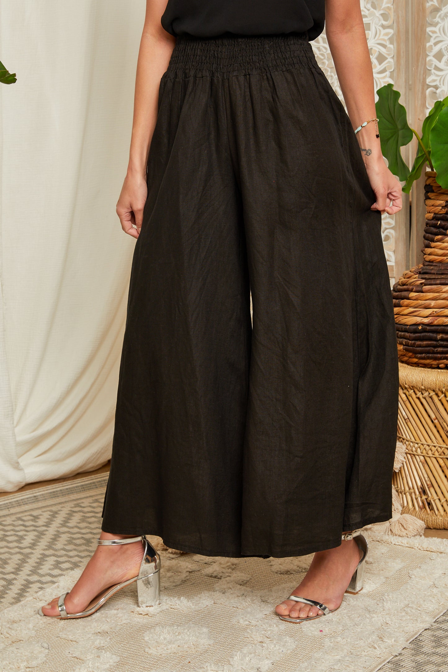 Pantalon évasé avec taille en élastique 6031