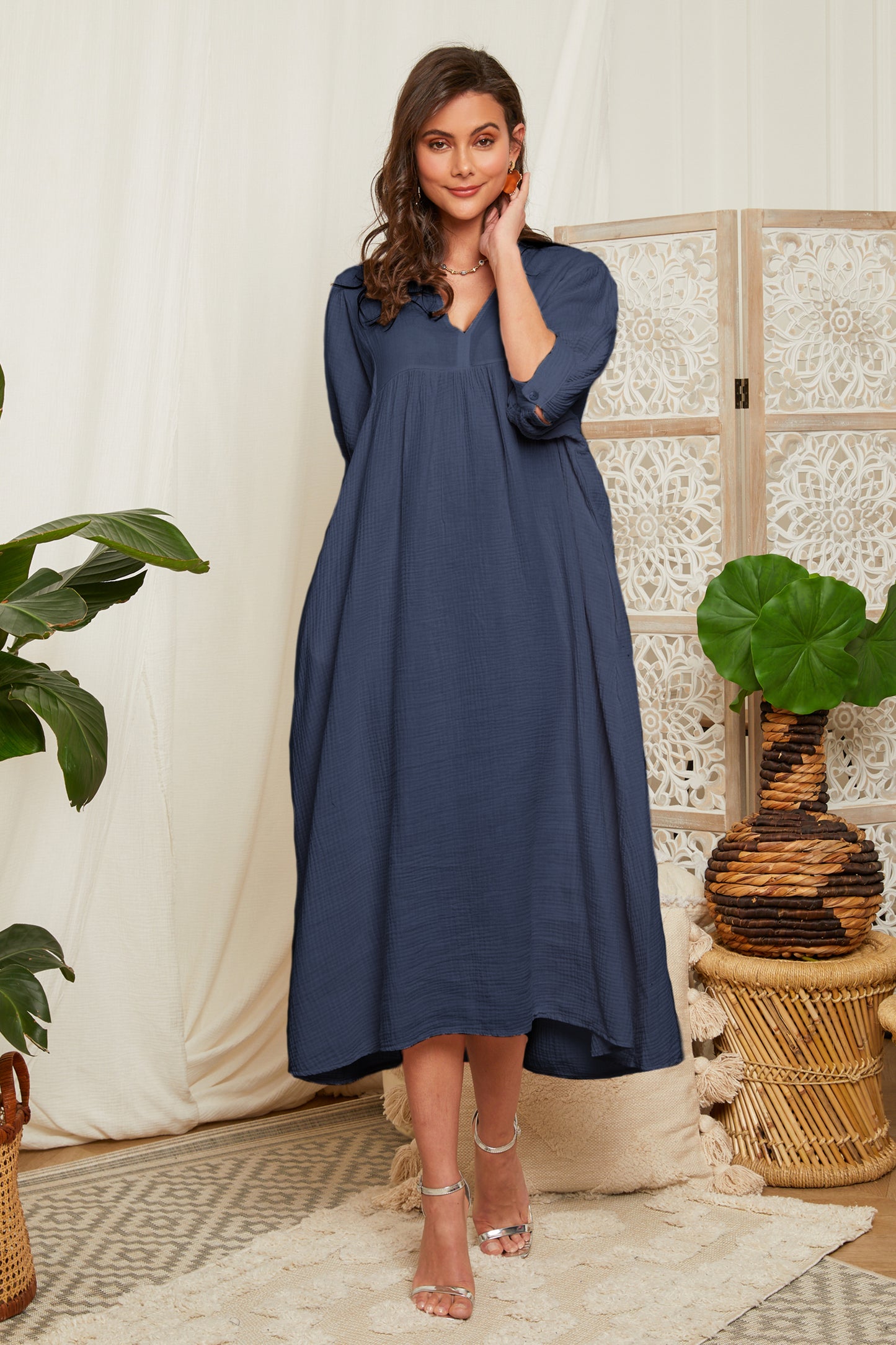 Robe longue avec poches latérales