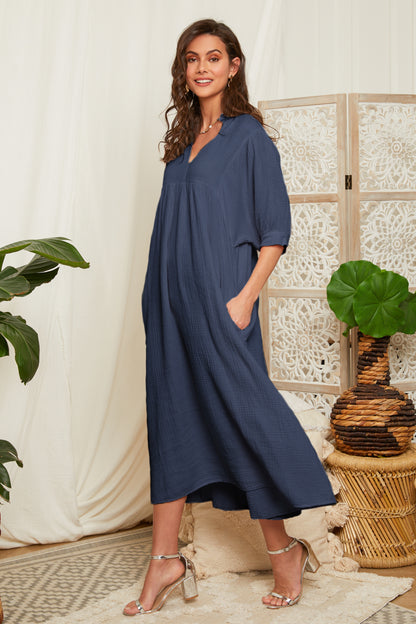 Robe longue avec poches latérales