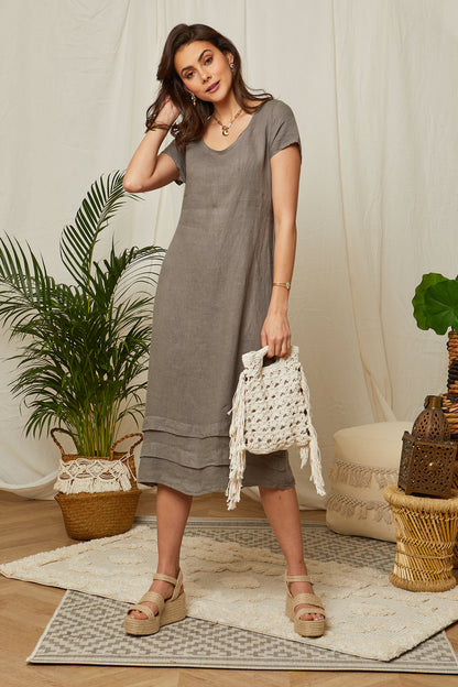 Robe en lin manches courtes 7014