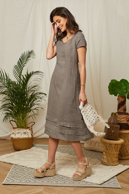 Robe en lin manches courtes 7014