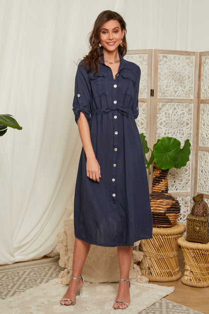 Robe longue ceinturée à la taille 98629